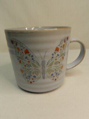 Prima Design Butterfly large ribbed mug cup Blue ceramic dish micro safe floral